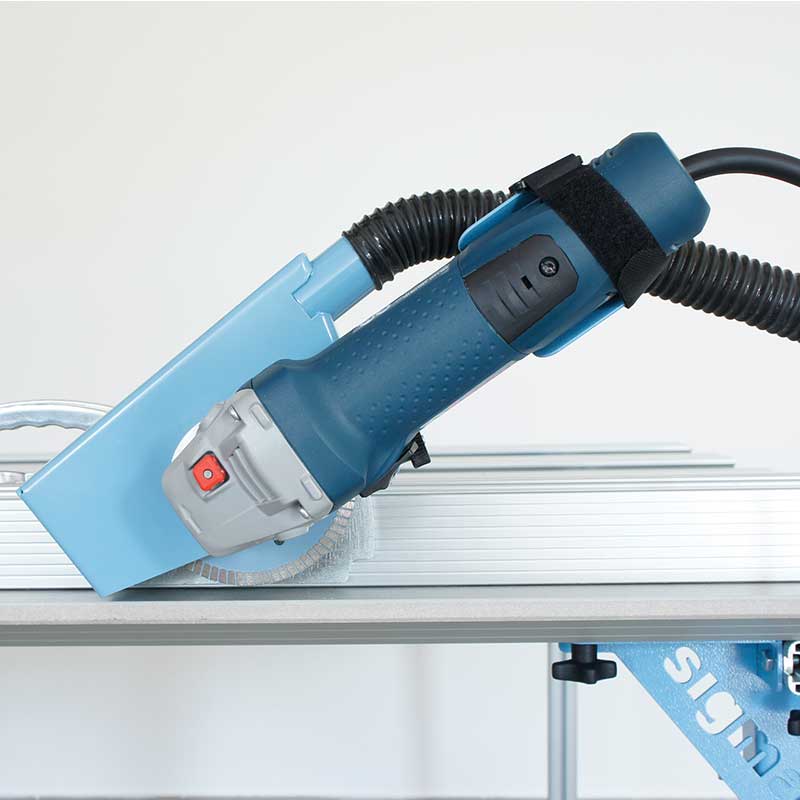 Blue oscillating tool on a white background