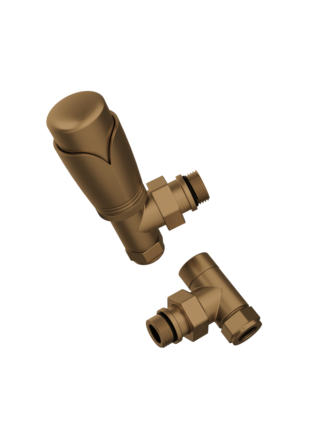 Brushed Bronze Thermostatic Valve Pack - 15mm Angled TRV8 (ULRV-50-2805)