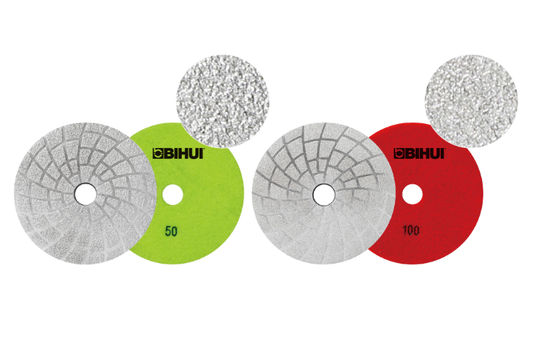BIHUI - 100 grit w/Brazed 4" Dry Diamond Polishing pads (BU-DPV405)