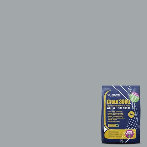 Tilemaster Grout 3000 Flexible Fast Setting Grout 5KG (Natural Grey)