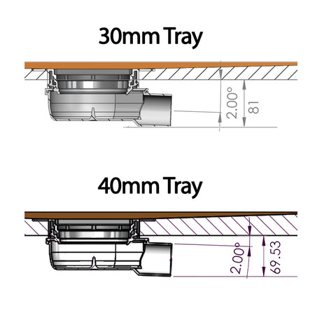 Elements Horizontal Shower Waste Technical Drawing