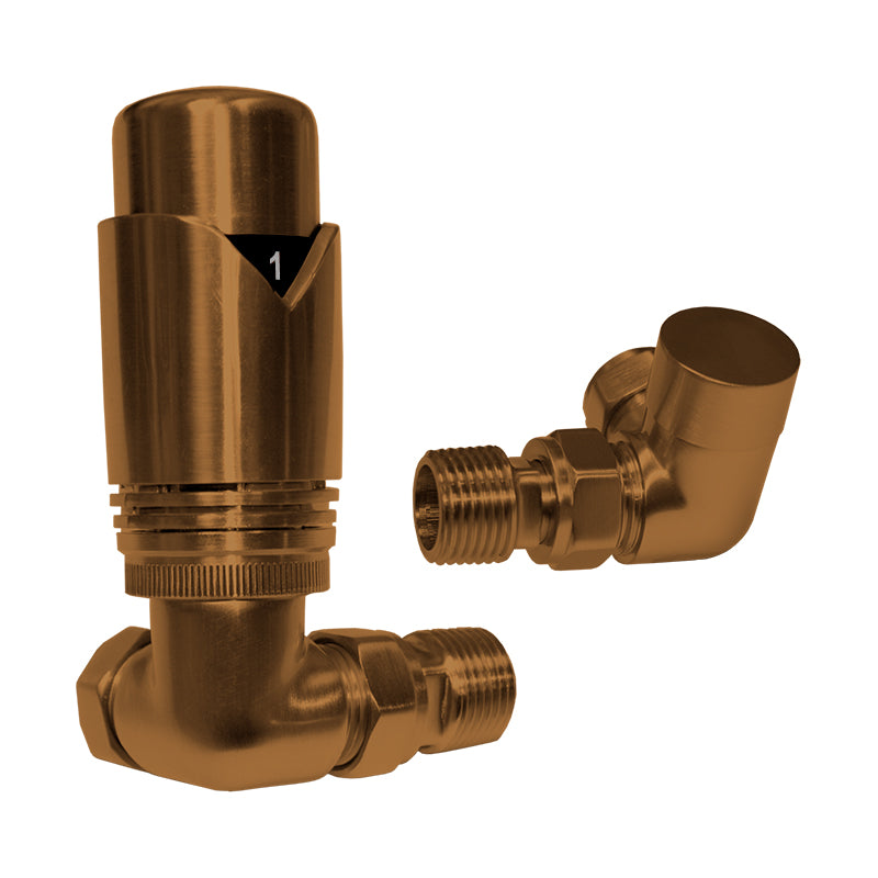 Brushed Bronze Thermostatic Valve Pack - 15mm Corner TRV8 (ULRV-45-2810)