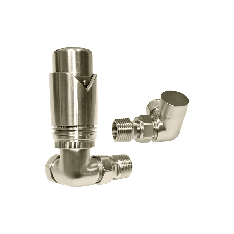 Brushed Nickel Thermostatic Valve Pack - 15mm Corner TRV8 (ULRV-45-5010)