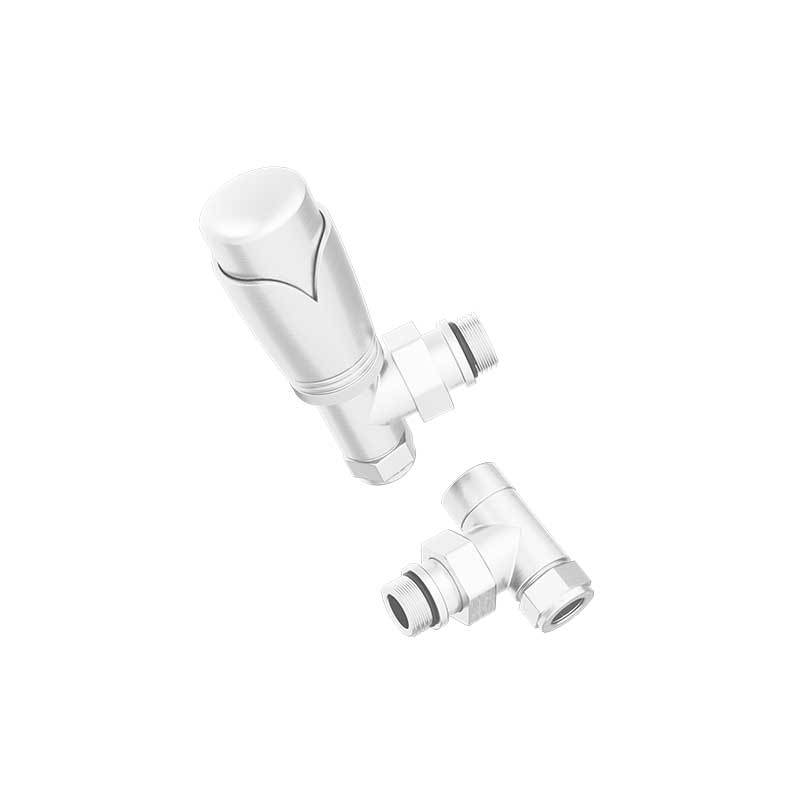 Matt White Thermostatic Valve Pack - 15mm Angled TRV8 (ULRV-50-2605)