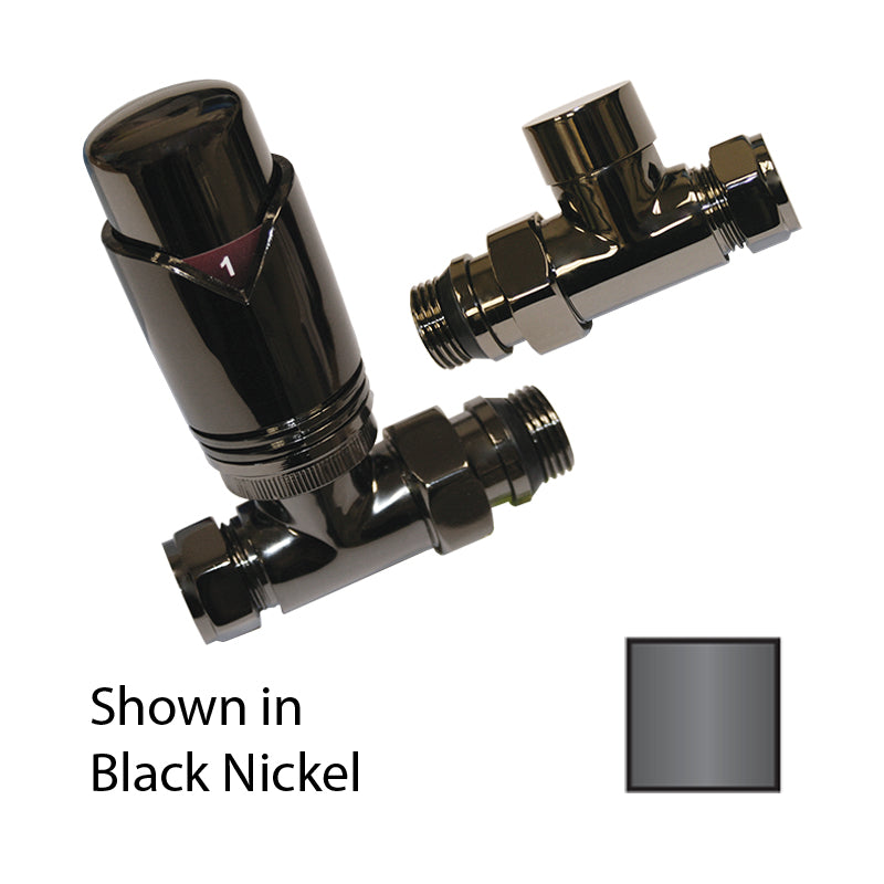 Black Nickel Thermostatic Valve Pack - 15mm Straight TRV8 (ULRV-50-5510)