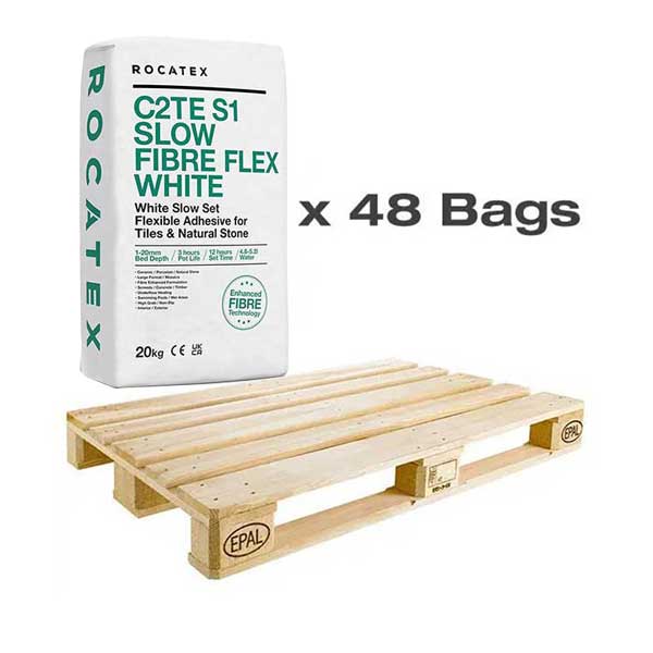 Pallet of Rocatex Slow Set White Tile Adhesive