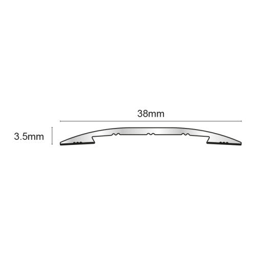 Matt Silver Aluminium Smooth Self Adhesive Cover 38mm x 3mm (CAS409.81)